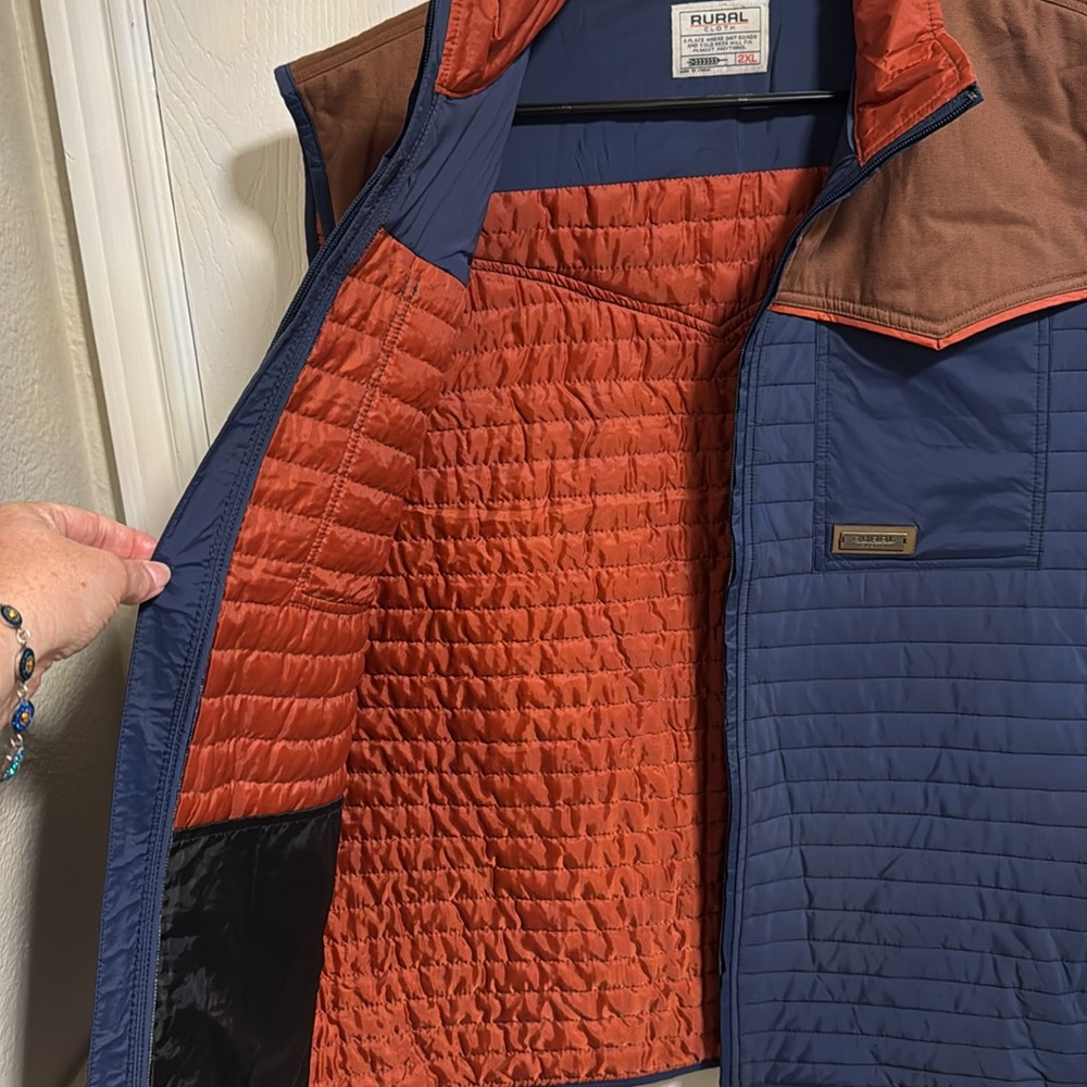 NWT Rural Cloth Men's Rider 2XL Vest Outdoor‎ Full Zip Pockets Insulated Quilted - Picture 7 of 15